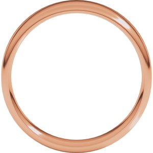 18K Yellow Or White Or Rose Gold Lightweight Round-Edge Comfort-Fit Flat Band