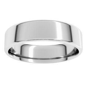 14K Yellow Or White Gold Or Platinum 6 Mm Flat Comfort Fit Light With Round Edge Band