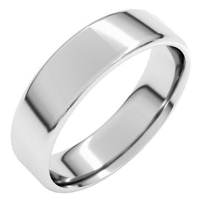 14K Yellow Or White Gold Or Platinum 6 Mm Flat Comfort Fit Light With Round Edge Band
