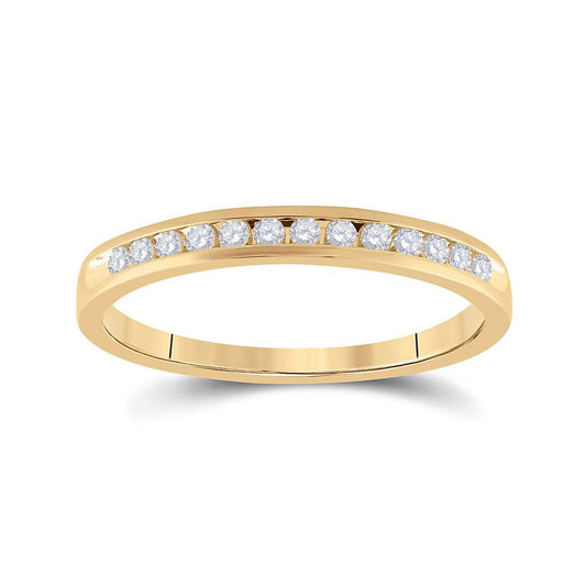 14K Yellow Gold Womens Round Diamond Wedding Band 1/6 Cttw, Womens Size: 5-10