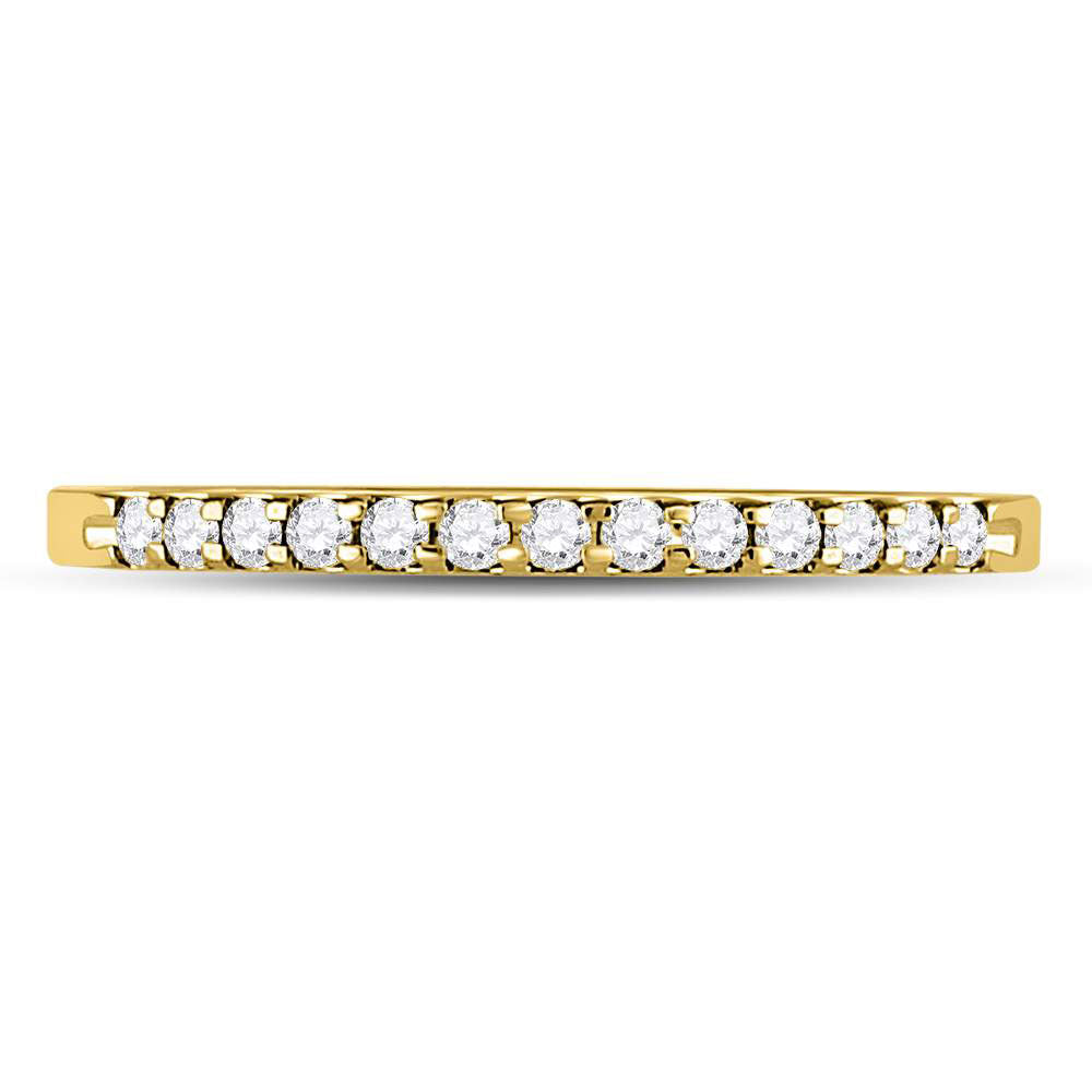 14K Yellow Or White Gold  Womens Round Diamond Single Row Machine-set Wedding Band 1/6 Cttw, Womens Size: 5-10