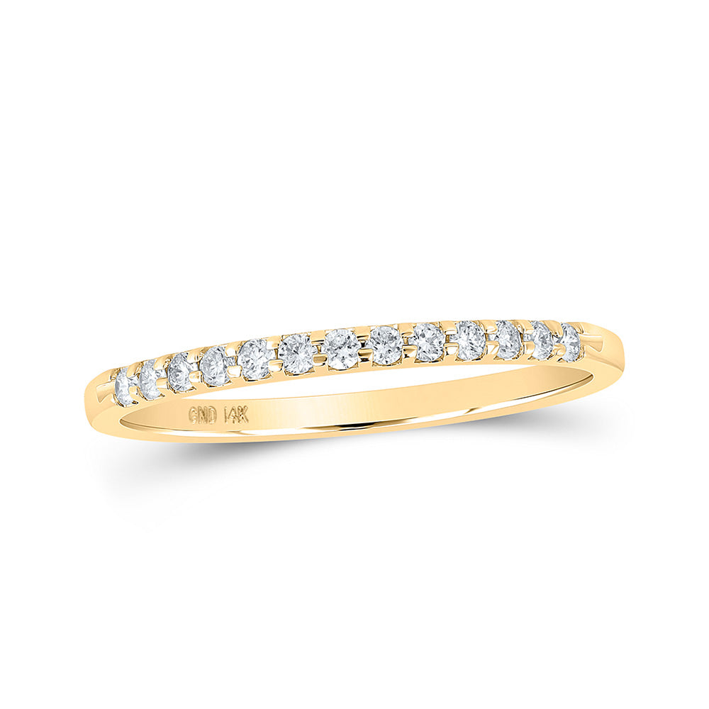 14K Yellow Or White Gold  Womens Round Diamond Single Row Machine-set Wedding Band 1/6 Cttw, Womens Size: 5-10