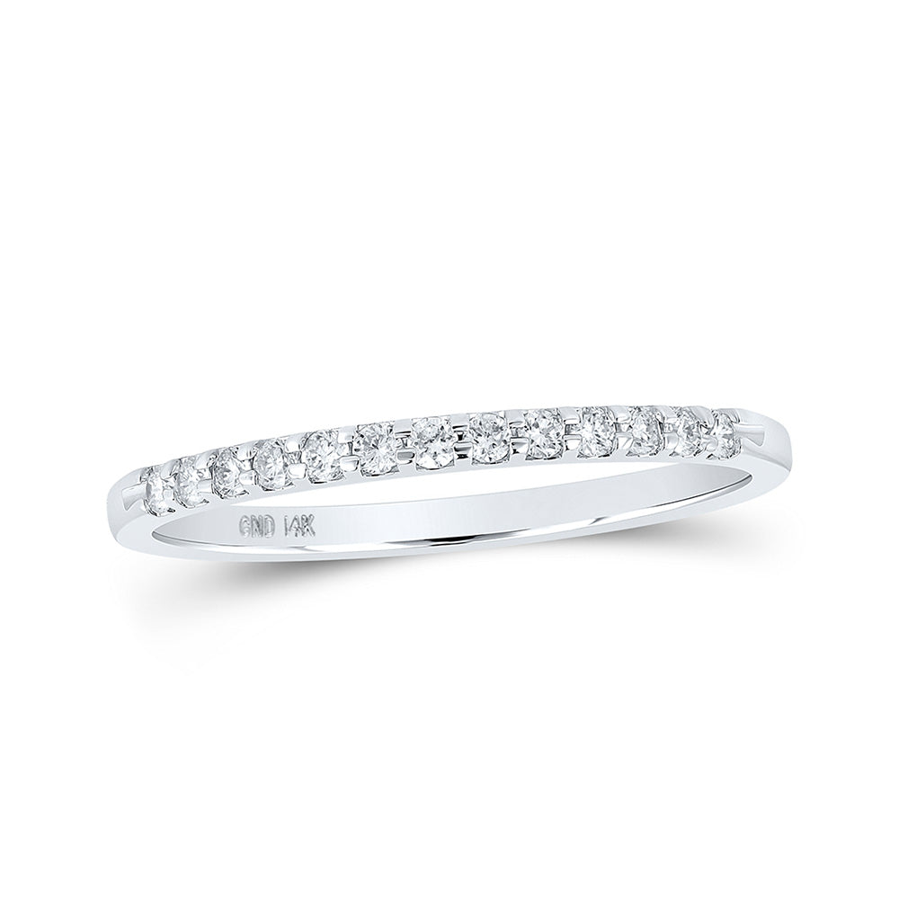14K Yellow Or White Gold  Womens Round Diamond Single Row Machine-set Wedding Band 1/6 Cttw, Womens Size: 5-10
