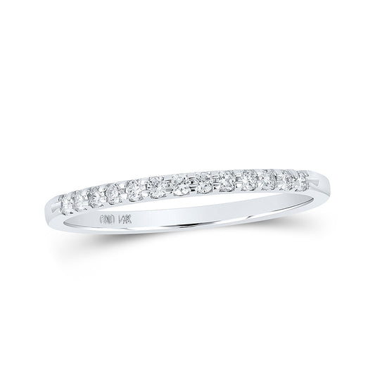 14K Yellow Or White Gold  Womens Round Diamond Single Row Machine-set Wedding Band 1/6 Cttw, Womens Size: 5-10