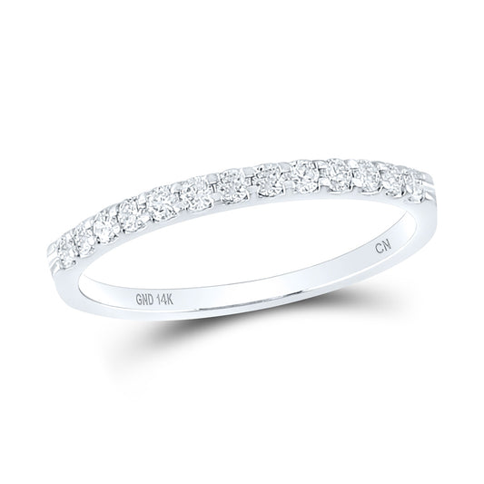 14K White Gold Womens Round Diamond Single Row Machine-set Wedding Band 1/4 Cttw, Womens Size: 5-10