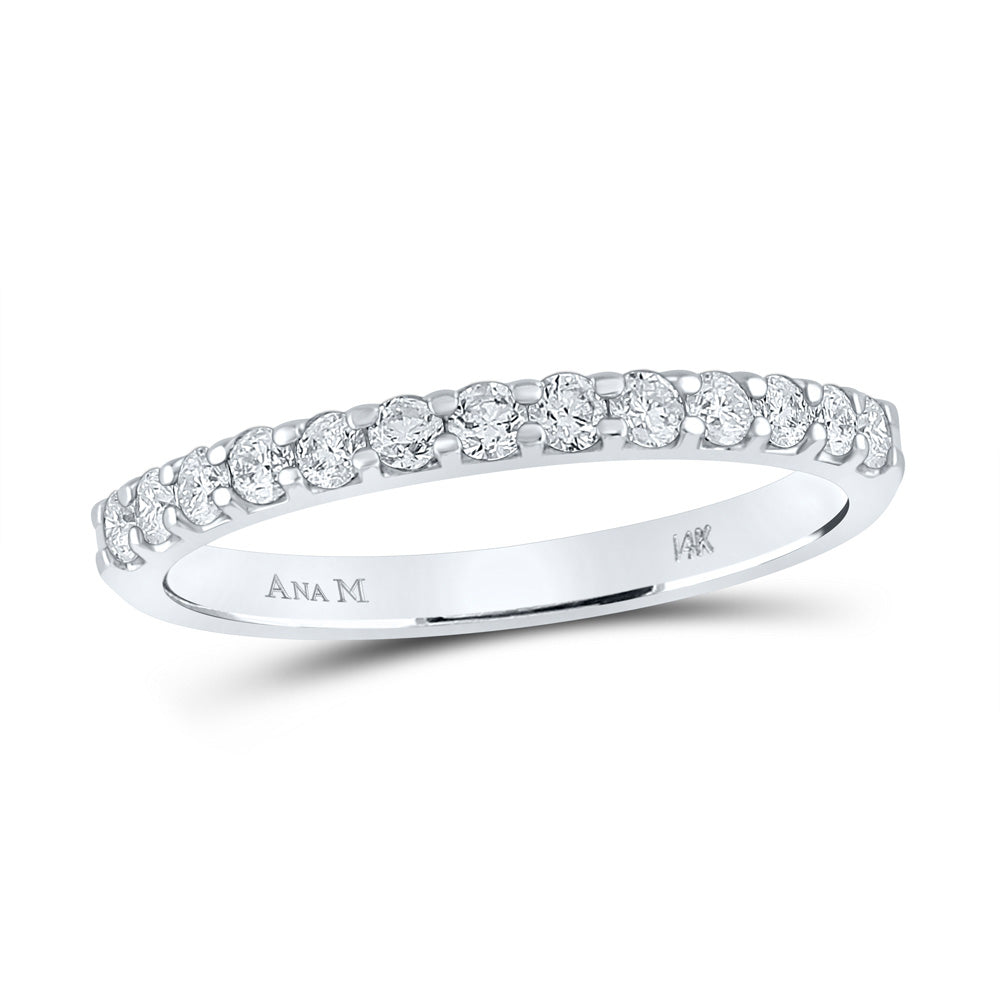 14K Yellow Or White Gold  Womens Round Diamond Single Row Machine-set Wedding Band 1/3 Cttw, Womens Size: 5-10