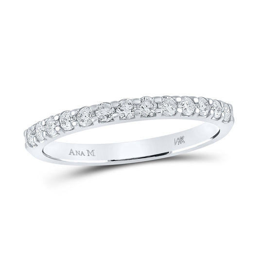 14K Yellow Or White Gold  Womens Round Diamond Single Row Machine-set Wedding Band 1/3 Cttw, Womens Size: 5-10