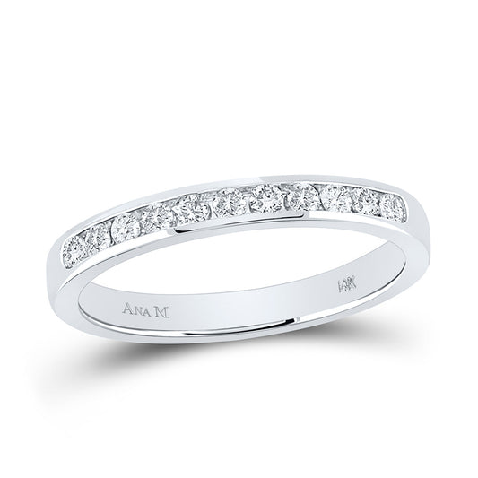 14K White Gold Womens Round Diamond Wedding Band Ring 1/4 Cttw, Womens Size: 5-10