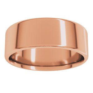 18K Yellow Or White Or Rose Gold Lightweight Round-Edge Comfort-Fit Flat Band