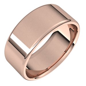 18K Yellow Or White Or Rose Gold Lightweight Round-Edge Comfort-Fit Flat Band