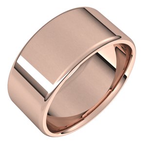 18K Yellow Or White Or Rose Gold Lightweight Round-Edge Comfort-Fit Flat Band