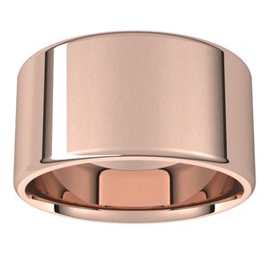 18K Yellow Or White Or Rose Gold Lightweight Round-Edge Comfort-Fit Flat Band