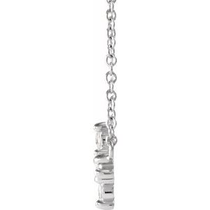 14K White Gold Round 2Mm Ghi Vs/Si1 1/8 Ctw Natural Rose-Cut Diamond Sideways Cross Necklace, Length: 18 In