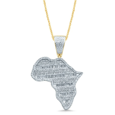 10K Yellow Gold 1.13- 1.15 Cttw Diamond Africa Map Charm