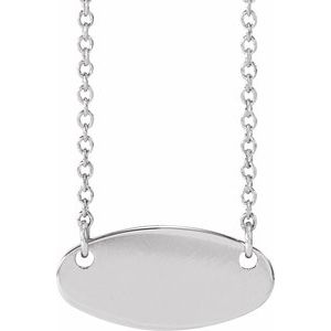 Sterling Silver 14 X 7 Mm 18 In Polished Engravable Oval Necklace
