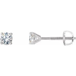 Sterling Silver Round 2.5Mm I1, G-H Natural Diamond 4-Prong Cocktail-Style Threaded Backs Earrings