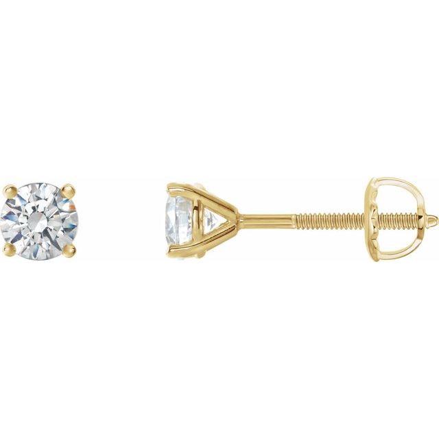 14K Yellow Or White Gold Round Threaded Backs Polished Natural Diamond 4-Prong Cocktail-Style Earrings