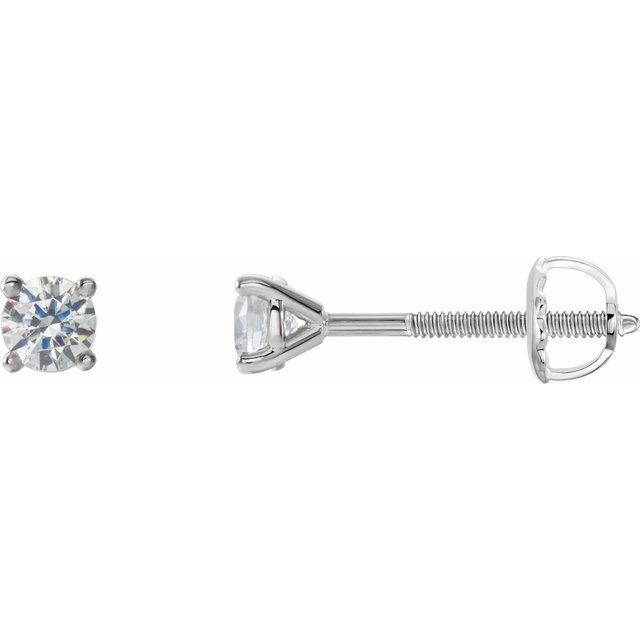 14K Yellow Or White Gold Round Threaded Backs Polished Natural Diamond 4-Prong Cocktail-Style Earrings