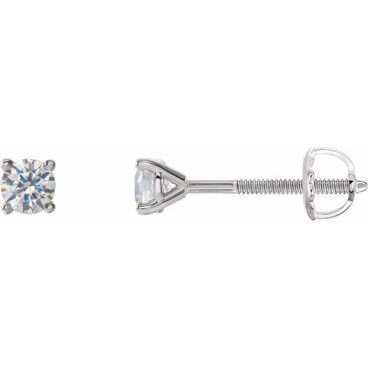14K Yellow Or White Gold Round Threaded Backs Polished Natural Diamond 4-Prong Cocktail-Style Earrings