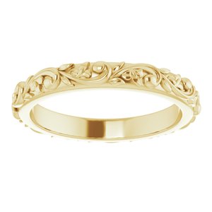 14K Yellow Or White Or Rose Gold Or Sterling Silver Or Platinum 2.5 mm Sculptural Band