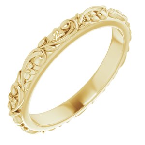 14K Yellow Gold 2.5 Mm Polished Floral-Inspired Band Size 5