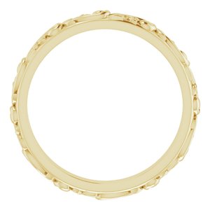 14K Yellow Gold 2.5 Mm Polished Floral-Inspired Band Size 6.5