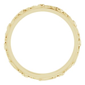 14K Yellow Gold 2.5 Mm Polished Floral-Inspired Band Size 8