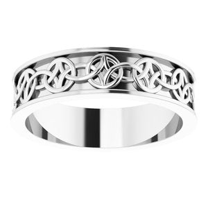 14K X1 White Gold 5 mm Celtic-Inspired Flat Band