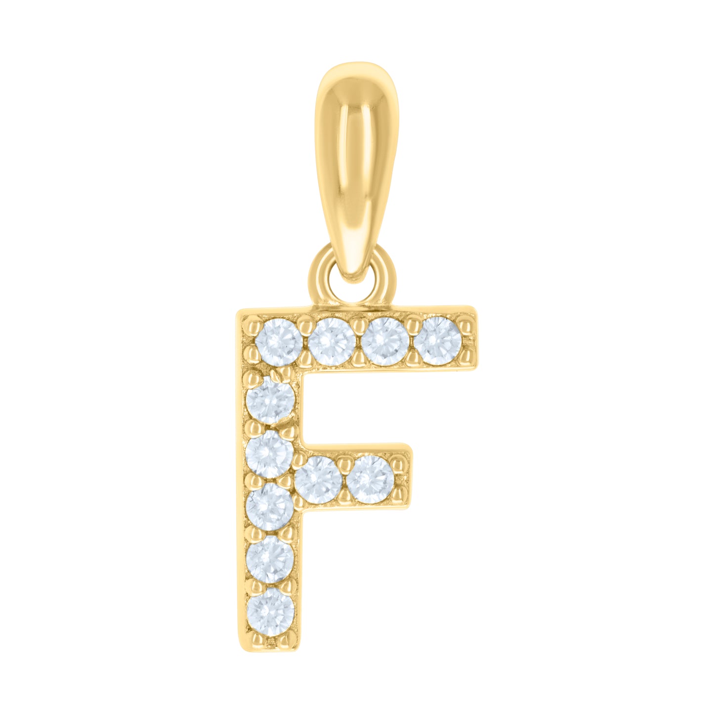 Sterling Silver Or Yellow-Tone Unisex Cubic-Zirconia Initial Alphabet Charm Pendant
