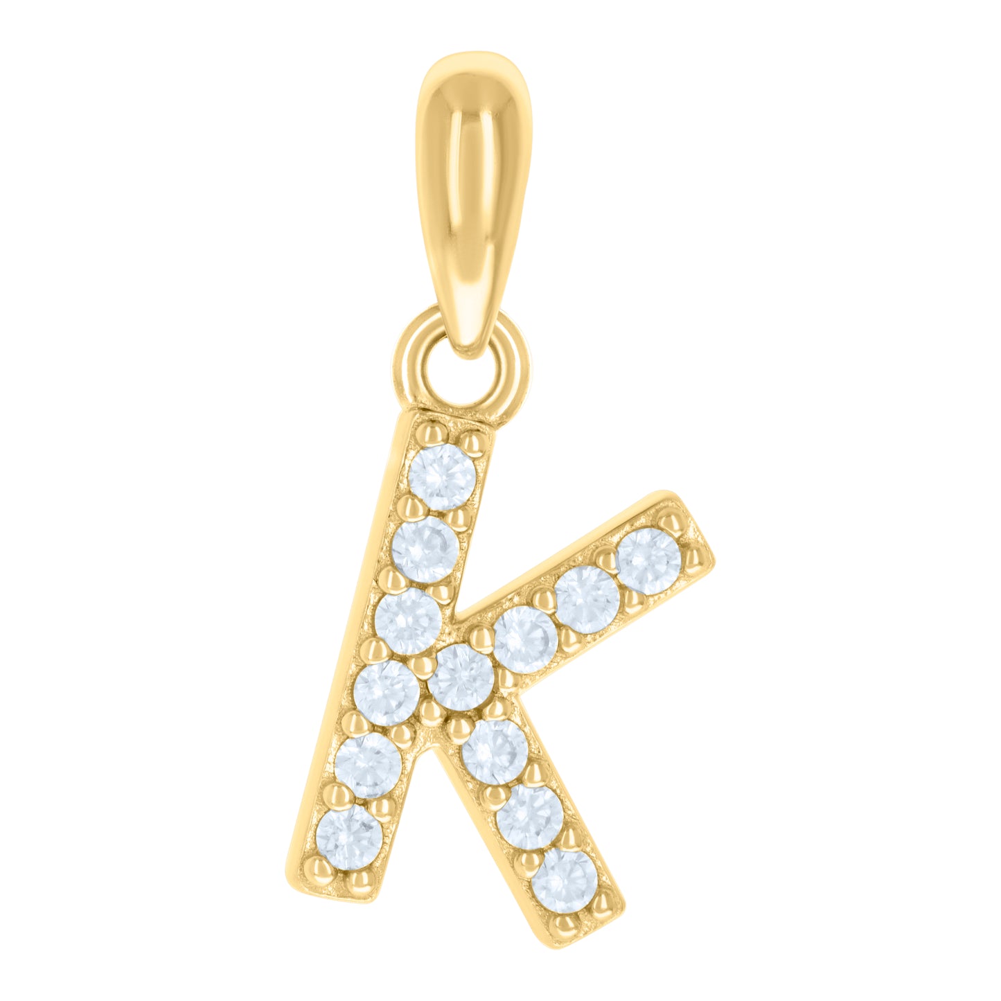 Sterling Silver Or Yellow-Tone Unisex Cubic-Zirconia Initial Alphabet Charm Pendant