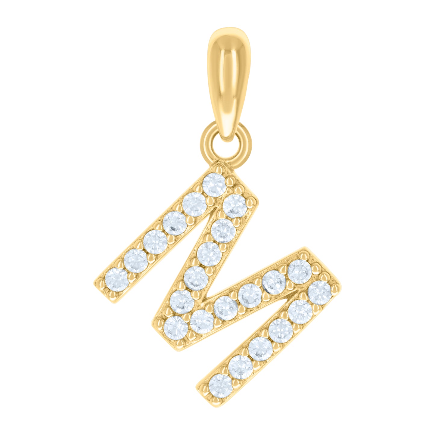 Sterling Silver Or Yellow-Tone Unisex Cubic-Zirconia Initial Alphabet Charm Pendant