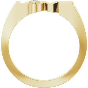 14K Yellow Gold Round 2 Mm .03 Ct Diamond Accented Love Ring Size 7