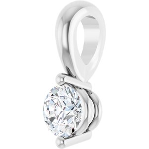 14K White Gold Round 3Mm Gh Si1-Si2 1/10 Ct Lab-Grown Diamond 2-Prong Solitaire Basket Pendant