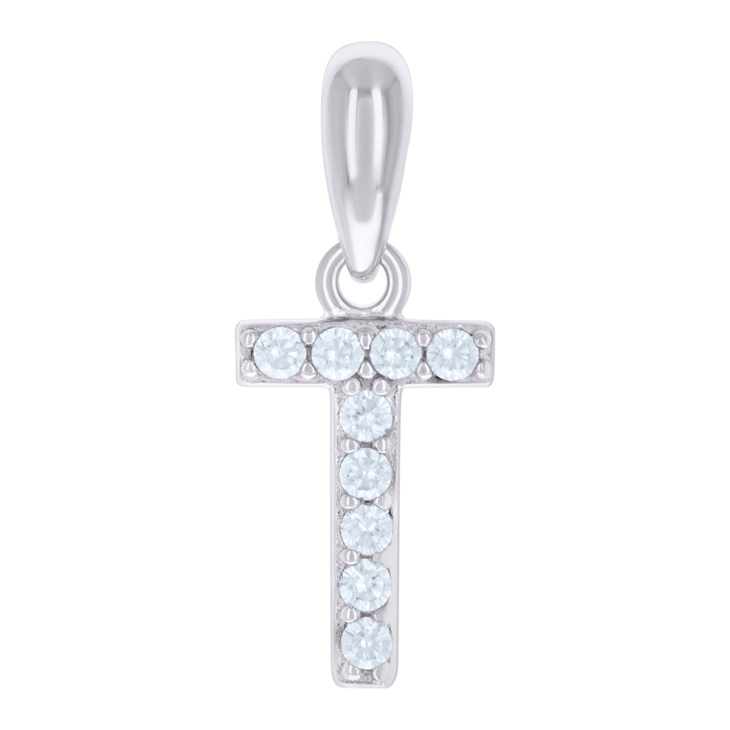 Sterling Silver Or Yellow-Tone Unisex Cubic-Zirconia Initial Alphabet Charm Pendant