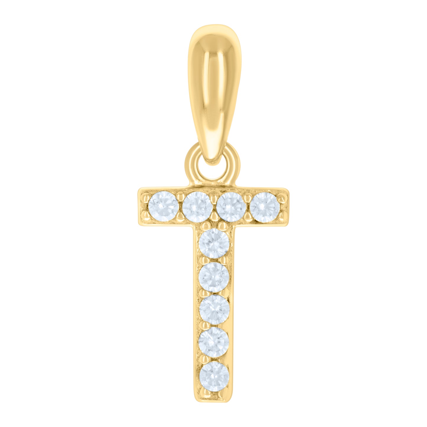 Sterling Silver Or Yellow-Tone Unisex Cubic-Zirconia Initial Alphabet Charm Pendant