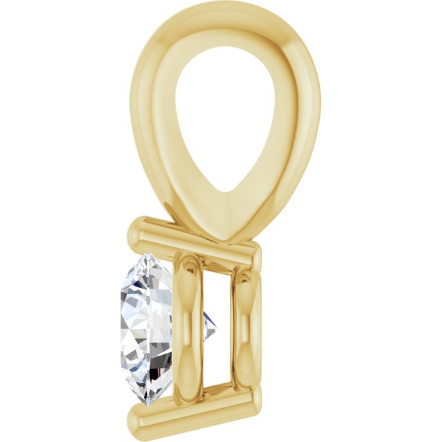 14K Yellow Gold Round 3Mm I1, G-H Polished 1/10 Ct Natural Diamond 2-Prong Solitaire Basket Pendant