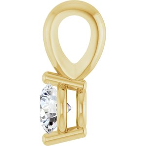 14K Yellow Gold Round 3Mm Gh Si1-Si2 1/10 Ct Lab-Grown Diamond 2-Prong Solitaire Basket Pendant