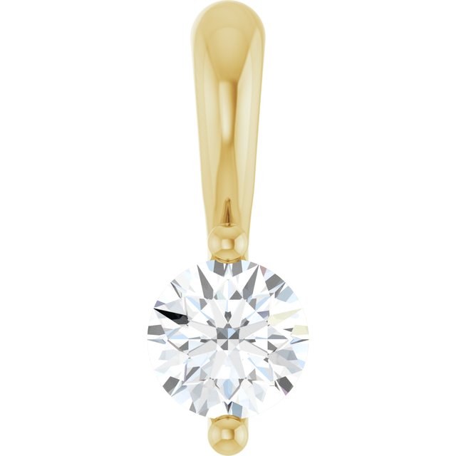 14K Yellow Gold Round 3Mm I1, G-H Polished 1/10 Ct Natural Diamond 2-Prong Solitaire Basket Pendant
