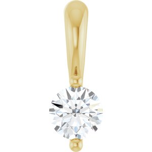 14K Yellow Gold Round 3Mm Gh Si1-Si2 1/10 Ct Lab-Grown Diamond 2-Prong Solitaire Basket Pendant