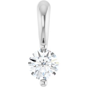 14K White Gold Round 3Mm Gh Si1-Si2 1/10 Ct Lab-Grown Diamond 2-Prong Solitaire Basket Pendant