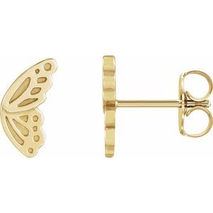 14K Yellow Gold 7.1 X 4.1 Mm Pair Friction Backs .37 In Polished Butterfly Wing Earrings