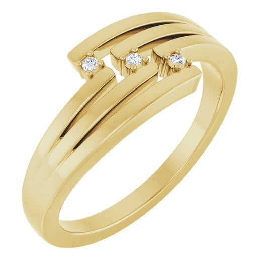 14K Yellow Gold Round 1.2 Mm Polished .02 Ctw Natural Diamond Accented Ring, Size 7
