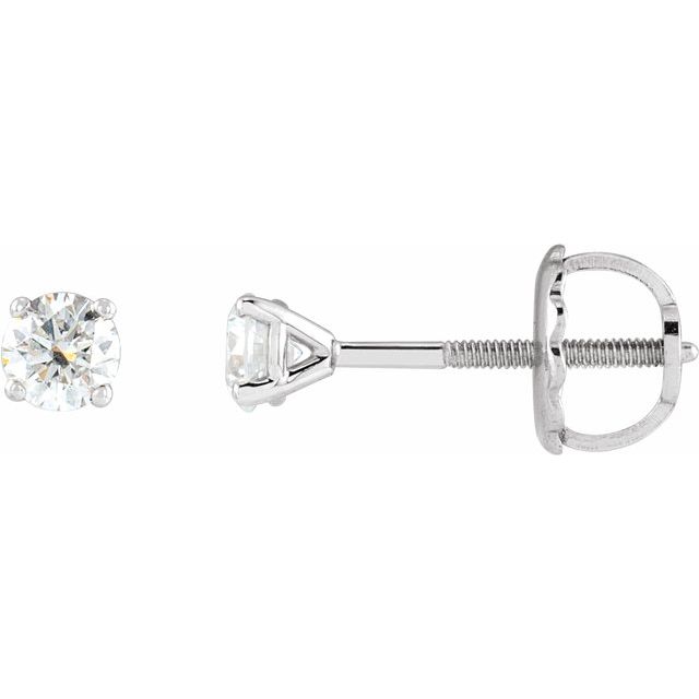 14K Yellow Or White Gold Round Threaded Backs Polished Natural Diamond 4-Prong Cocktail-Style Earrings