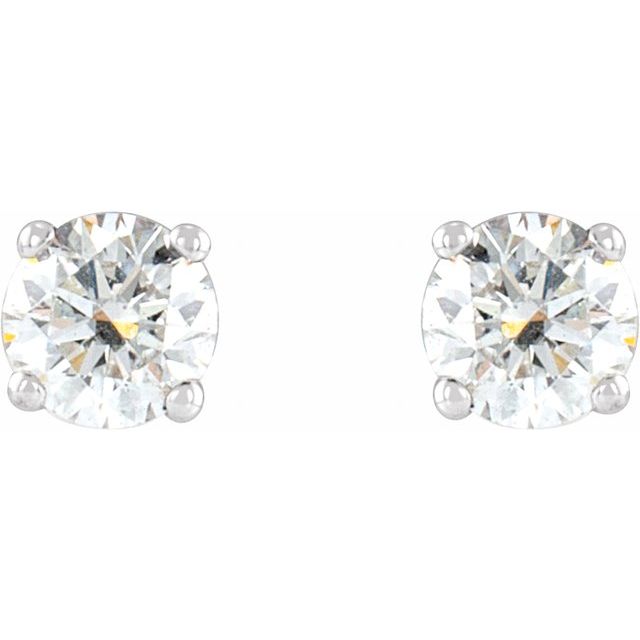 14K Yellow Or White Gold Round Threaded Backs Polished Natural Diamond 4-Prong Cocktail-Style Earrings