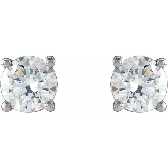 14K Yellow Or White Gold Round Threaded Backs Polished Natural Diamond 4-Prong Cocktail-Style Earrings