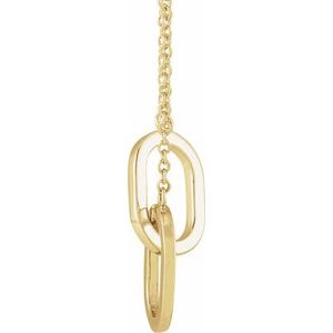 14K Yellow Gold 22.17 X 7.37 Mm 18 In Polished Interlocking Oval Necklace
