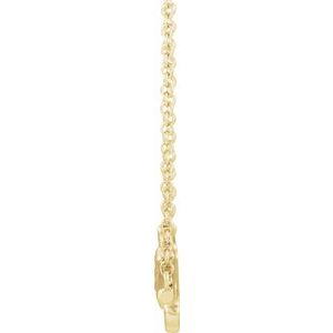 14K Yellow Gold 31.38 X 10.47 Mm 18 In Polished Floral-Inspired Bar Necklace