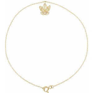 14K Yellow Gold 10.6 X 10.2 Mm 9 In Polished Butterfly Anklet