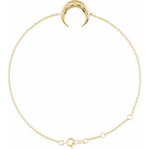 14K Yellow Gold 16.6 X 12.4 Mm 6 1/2-7 1/2 In Polished Crescent Bracelet