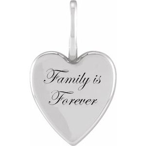 Sterling Silver Family Is Forever 18.27 X 10.96 Mm Polished "Family Is Forever" Elongated Heart Pendant